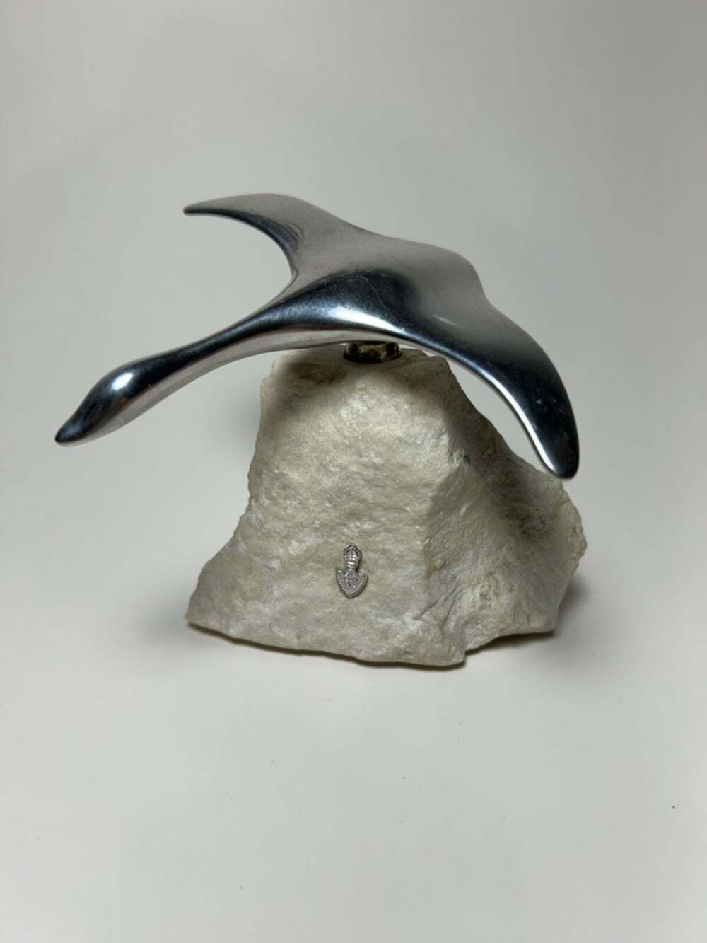 Vintage Hoselton Aluminum Goose Sculpture on Stone Base Made in Canada SIGNED F1